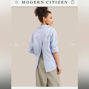 Modern Citizen Kendall oversized striped split back button down.